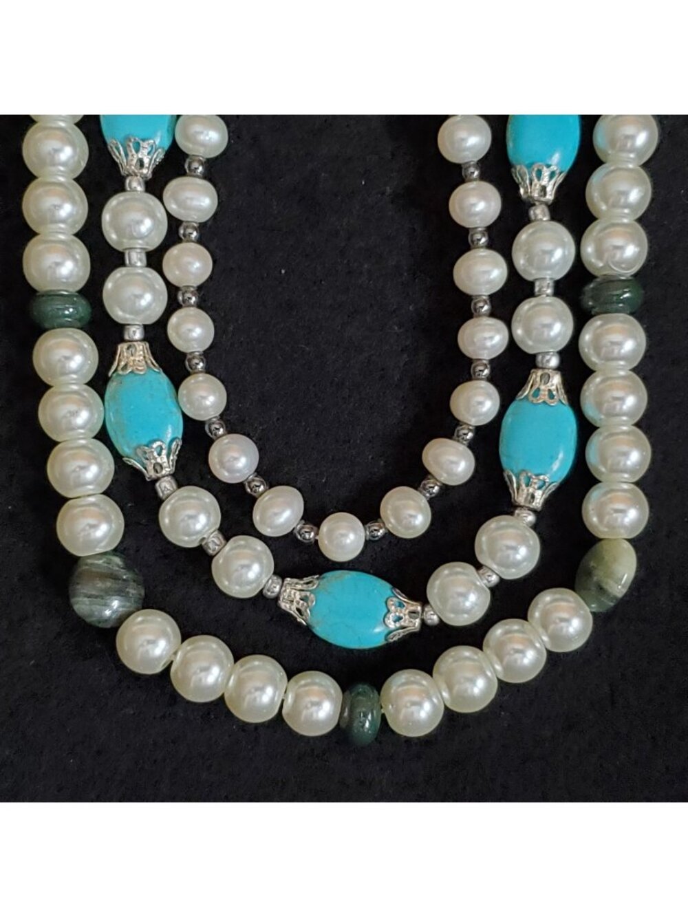 Beaded Necklace Lot of 3 Glass Pearl Stone Acrylic 18"